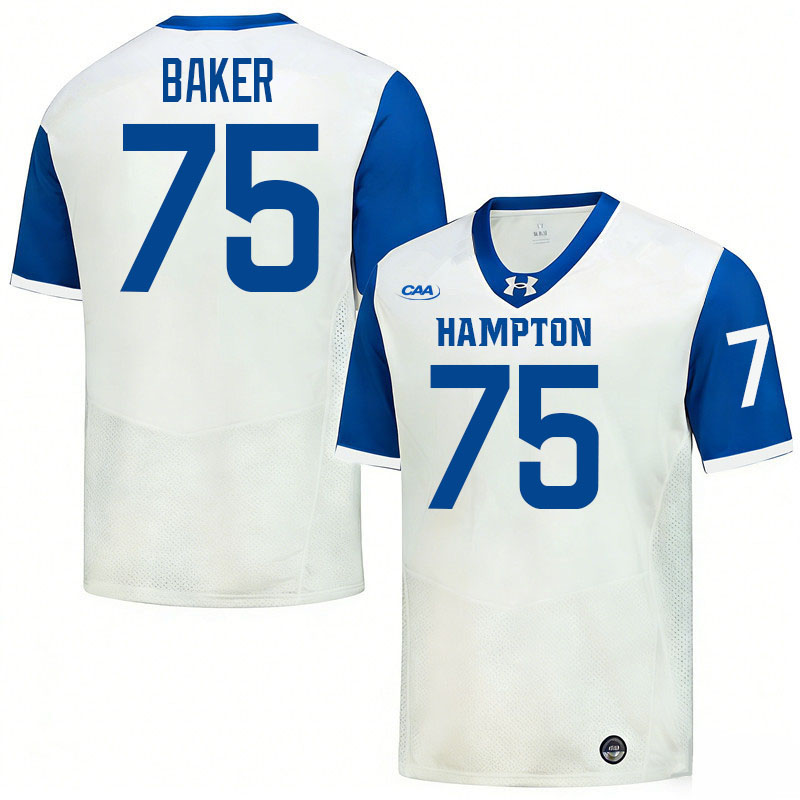 Hampton Pirates #75 Chris Baker College Football Jerseys,Uniforms-White